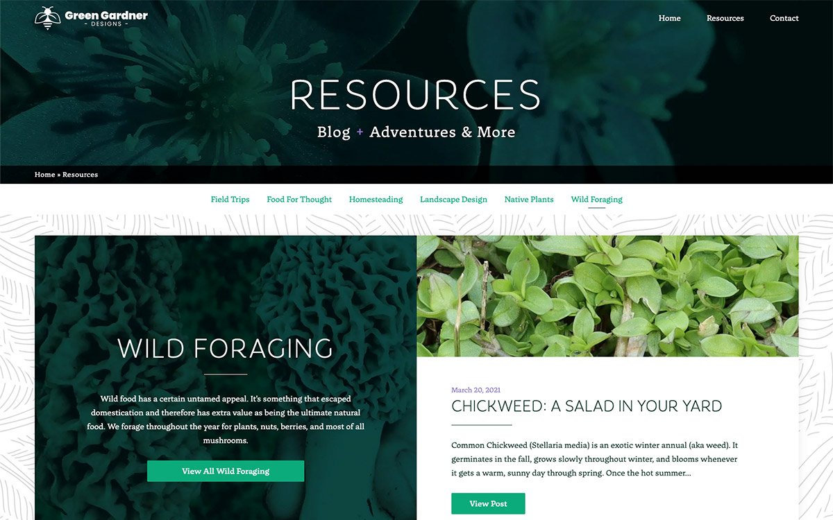 Green Gardner Designs Resources page